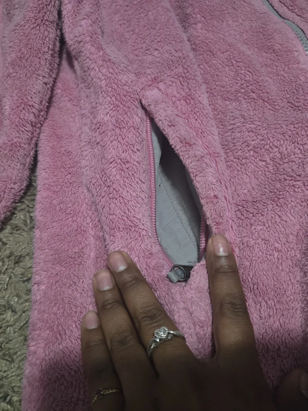 The North Face Girls' Pink Fleece Jacket with Gray Accents